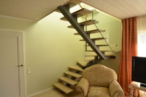 Metalltrepp tamme liimpuidust astmetega.